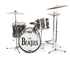 Ludwig Downbeat Four-piece drum set with cymbals, Ludwig Drum Company, Mahogany, poplar, metal, rubber, felt, plastic
